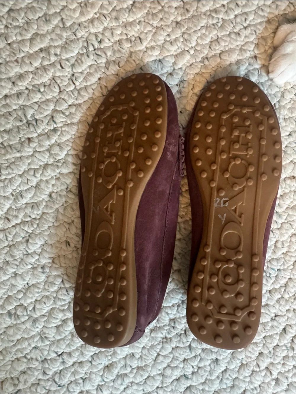 Coach Women's Suede Moccasins in Deep Brown with Gold Accent